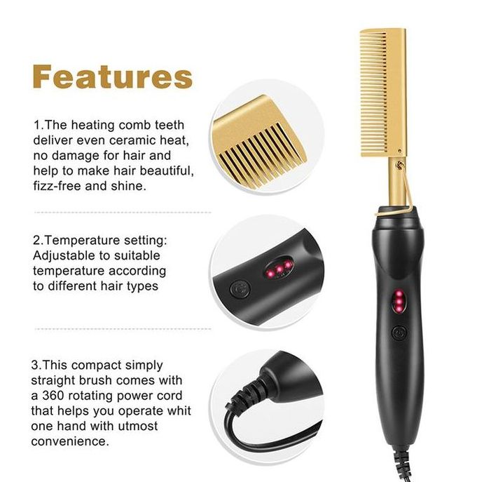 Professional Supplier Hair Straightener Brush Hot Combs Iron 500 Degrees Electric Hot Comb