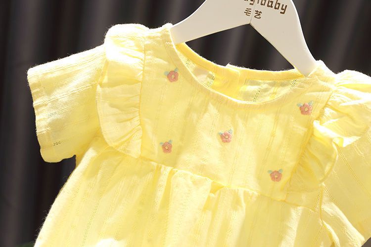Baby girl princess dress new style children's summer clothes for girls fresh and versatile small flower baby shirt trendy baby girl summer clothes