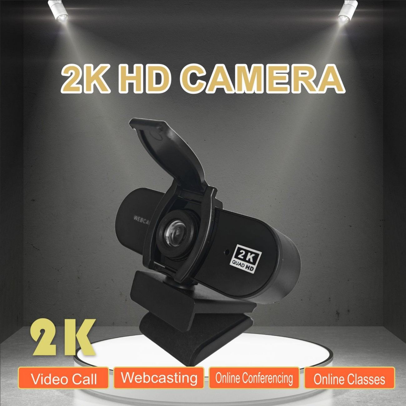 2K/1080P Webcam with Microphone, Adjustable FOV, Zoom, Software Control & Privacy Cover, USB HD Computer Web Camera, Plug and Play, for Zoom/Skype/Teams, Conferencing and Video Calling