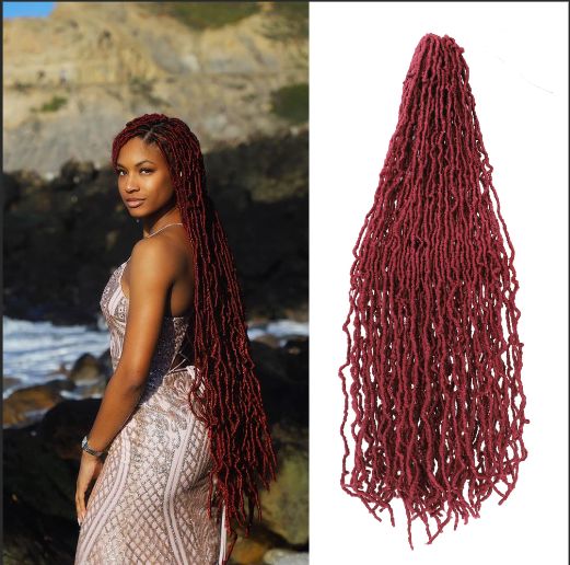 Obaasima Strands Faux Locs Crochet Braids Hair Pre Looped Soft Dreadlocks Braiding Hair Faux Locs Pack- Soft Locs Crochet Hair WINE (TBUG#)