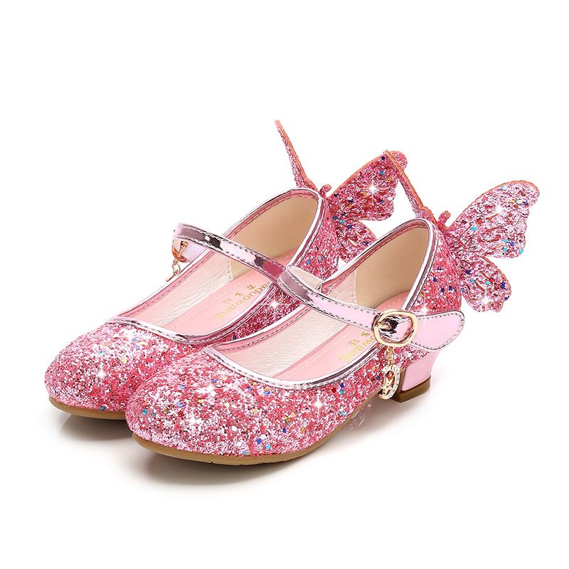 Dress Shoes Girls' High Heels Princess Leather Shoes New Spring Autumn Children's Shoes Children's Performance Shoes Girl'S Crystal Shoes