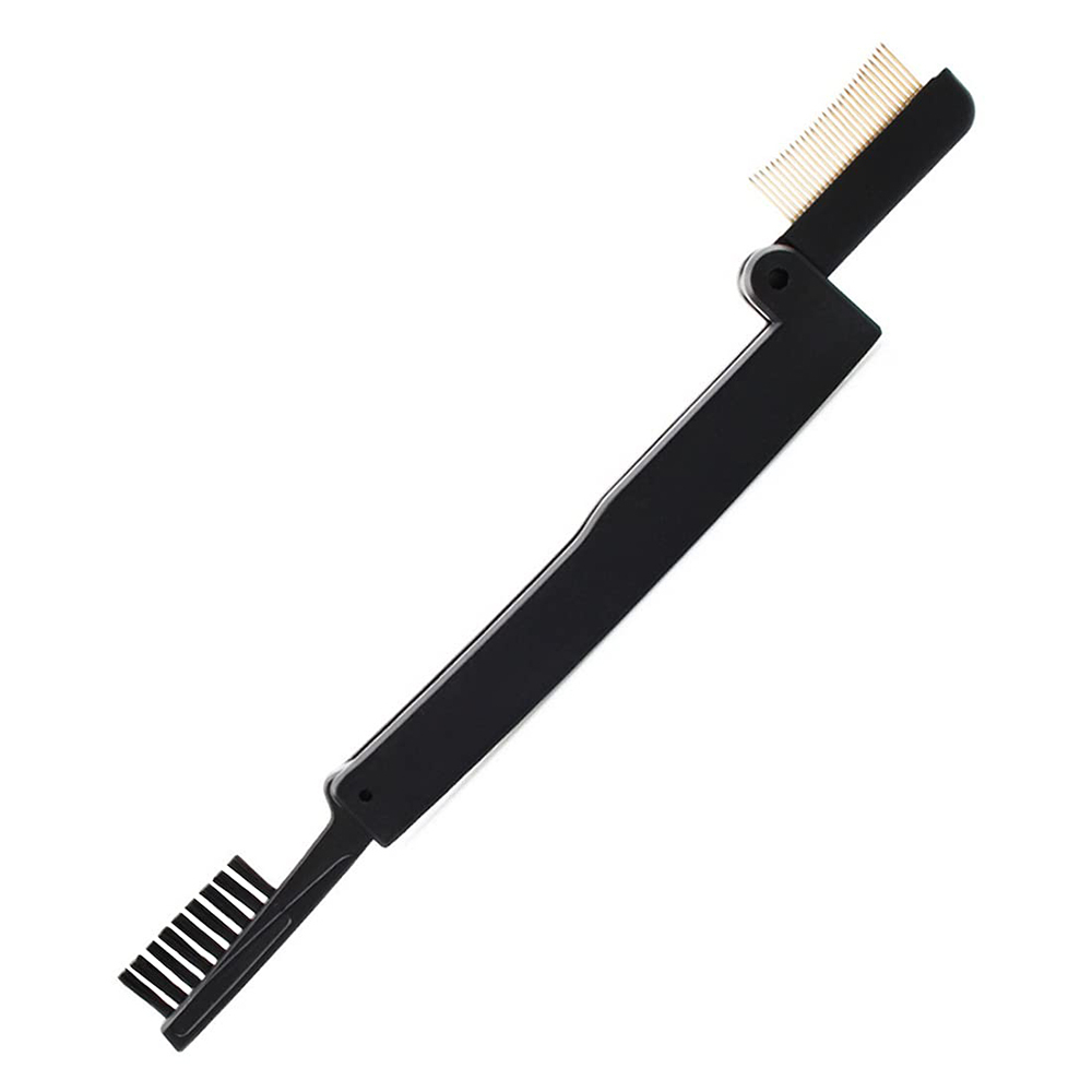 DZ1023 Eyelash Separator, Duo Eyelash Comb Eyebrow Brush Grooming Tool, Folding Lash Curlers Comb with Metal Teeth