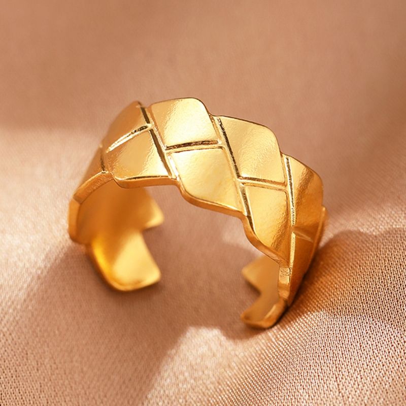 Stainless steel, geometric opening ring, popular, wide face ring，Earring CRRSHOP free shipping