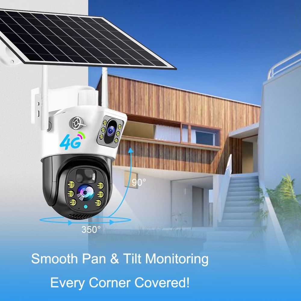 2K Solar Security Cameras Wireless Outdoor, 2 Pack 360 View Pan/Tilt WiFi Security Camera Outside with Color Night Vision,Easy to Install, PIR Alarm, 2-Way Audio
