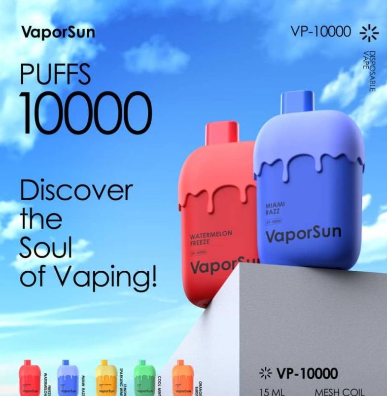 VaporSun 10000 puffs Vape Disposable e-cigarette 15ml 500mah type-C Port,5%,2% 12000 puffs 15000 puffs 20000 puffs 25K puffs 