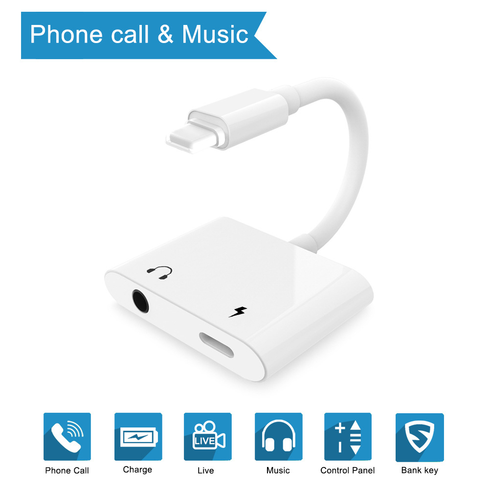 THT-006-1+ 2 in 1 Audio Adapter IOS 12.1.4 For iPhone 7 8 Plus X XS Max For lightning to 3.5mm Headphone Earphones Jack Aux Charging Cable
