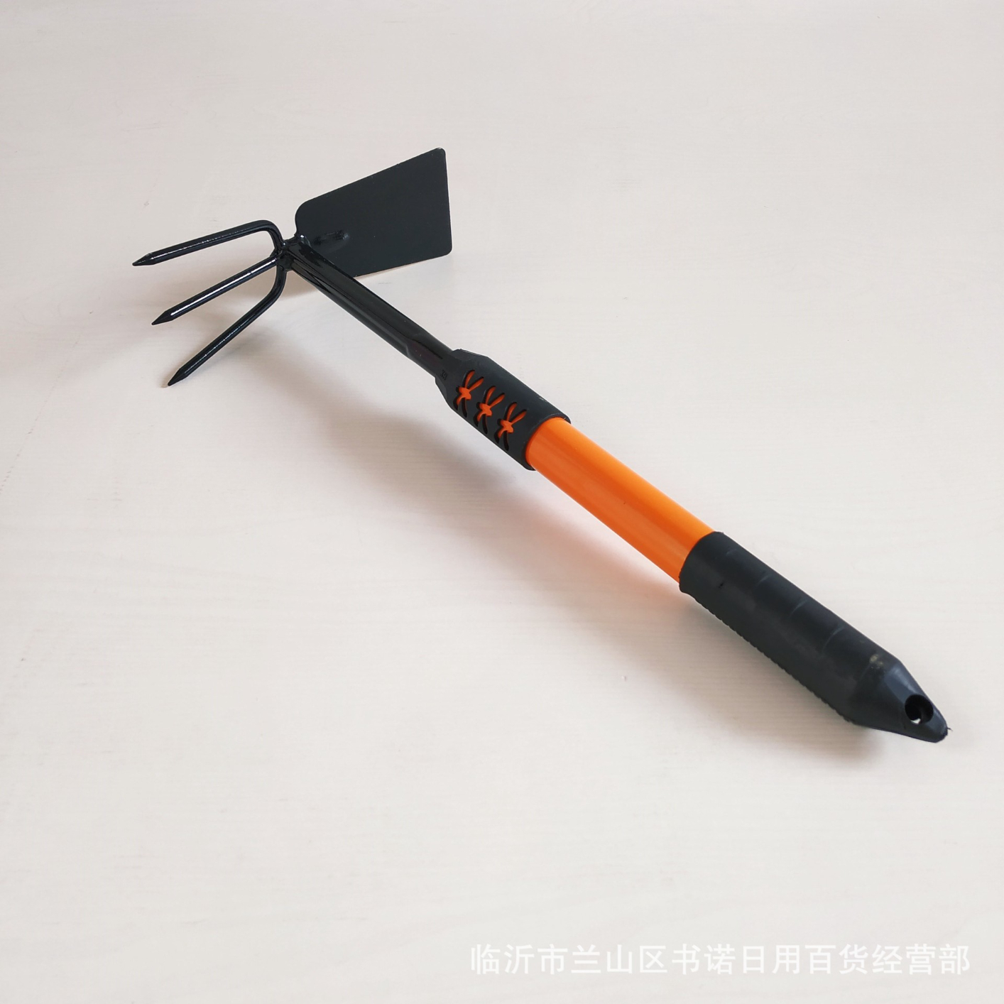 New rubber handle two-headed busy garden hoe three-tooth rake planting vegetables farming tools dual-use hoe wholesale
